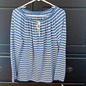 Talbots Long Sleeve Blue and White Striped Tee